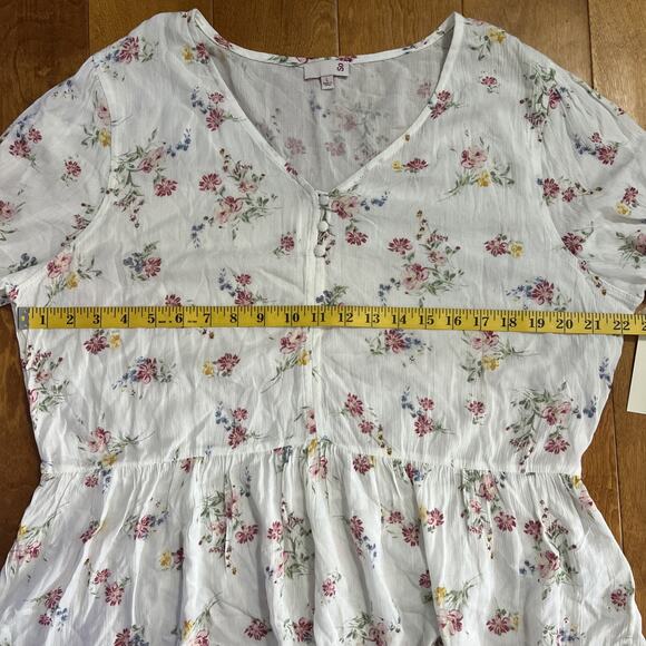 So Floral Bohemian Long Sleeve Top Size L Ivory Fairy Indie Romantic Ethereal - Picture 5 of 12